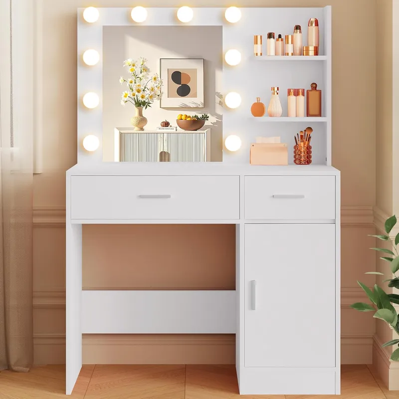 LIVELYGLOW Lighted Makeup Vanity Desk